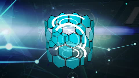 Digital Hexagon Network on Blue Technological Background