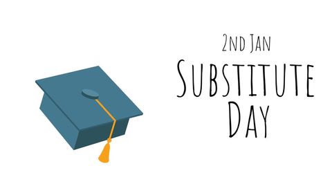 Substitute day celebration visual with graduation cap icon
