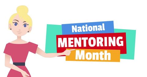 National mentoring month celebration cartoon design