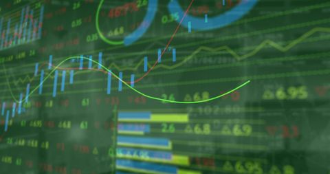 Abstract Financial Data Analysis with Dynamic Graphs on Green - Download Free Stock Images Pikwizard.com