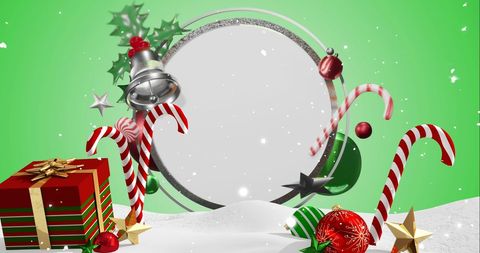 Festive Christmas Background with Candy Canes and Gift