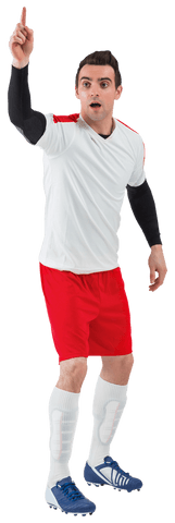 Transparent Football Player Raising Hand in White Kit - Download Free Stock Videos Pikwizard.com
