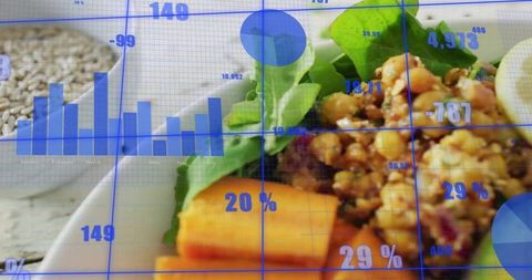 Healthy Meal and Data Concept Innovatively Overlaid with Analytics