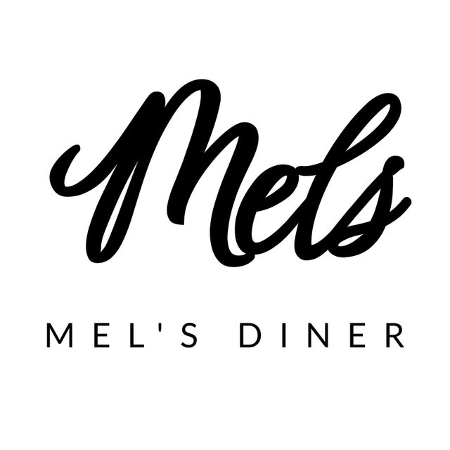 This minimalist logo design for Mel's Diner features a sleek, elegant cursive font, making it perfect for use in branding materials, signage, menus, and merchandise for both retro-themed and contemporary diners and cafes.