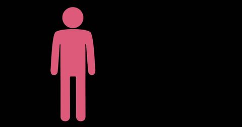 Pink Male Icon on Black Background with Copy Space