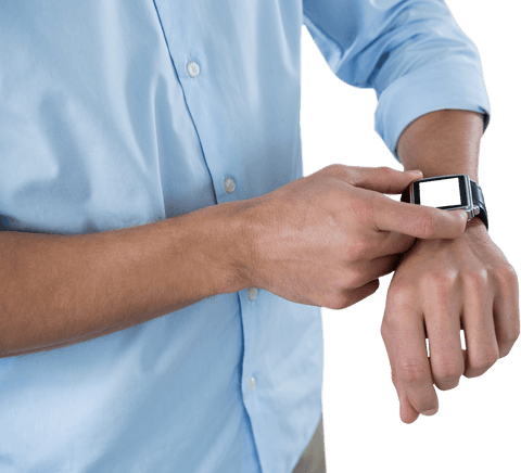Transparent Mid Section Man Using Smartwatch Checking Time - Download Free Stock Videos Pikwizard.com