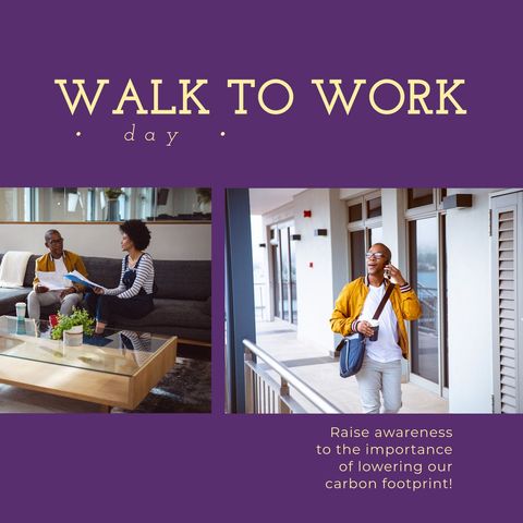 Walk to Work Day Awareness with Diverse Business Professionals - Download Free Stock Templates Pikwizard.com