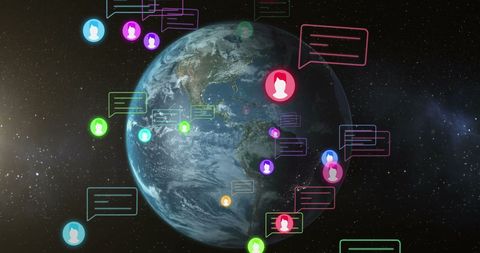 Global Communication with Digital Social Media Icons - Download Free Stock Images Pikwizard.com