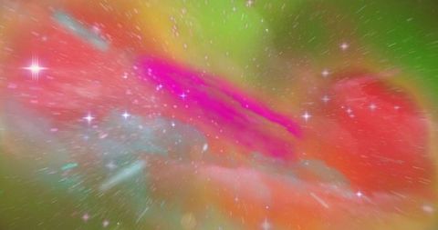 Vibrant multicolored nebula with stars in deep outer space