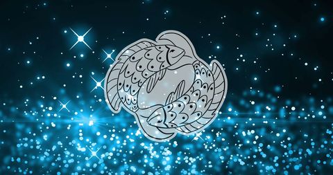 Pisces Zodiac Sign with Glowing Blue Cosmic Background - Download Free Stock Images Pikwizard.com