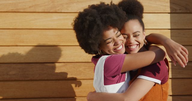 Cheerful Friends Hugging with Big Smiles Outdoors - Download Free Stock Images Pikwizard.com