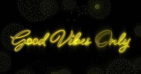 Glowing Neon Good Vibes Only Text on Dark Background - Download Free Stock Images Pikwizard.com