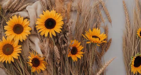 Sunflower and Wheat Artful Arrangement