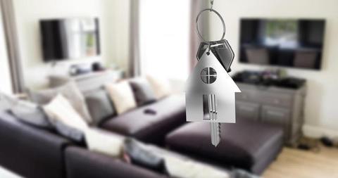 Silver House Keys in Modern Living Room Background - Download Free Stock Images Pikwizard.com