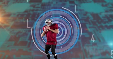 Football player with tech background active sports theme