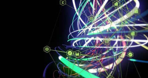 Interconnected Light Waves Illustrating Modern Technology Communication