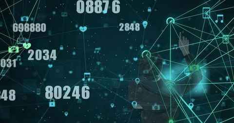 Global Data Network with Numerical Integration and Icons - Download Free Stock Images Pikwizard.com