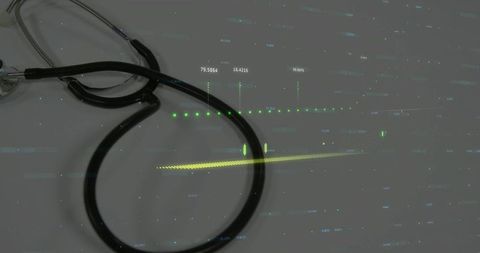 Stethoscope with Digital Data Overlay on Desk in Clinic