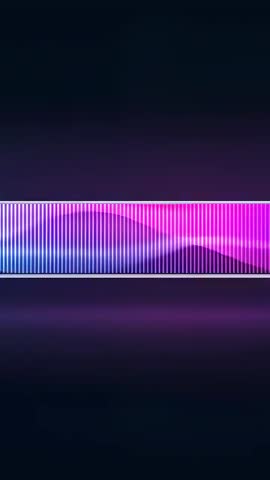Animating neon audio equalizer panel with moving waveform and bars for vertical video