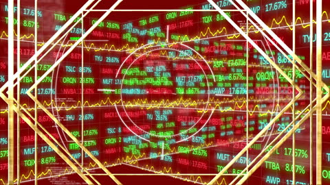 Abstract Trading Board Animation with Colorful Financial Data