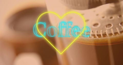 Heartwarming Cup of Coffee with Digital Neon Art - Download Free Stock Images Pikwizard.com