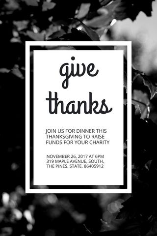 give thanks invitation for charity dinner with leafy background - Download Free Stock Templates Pikwizard.com