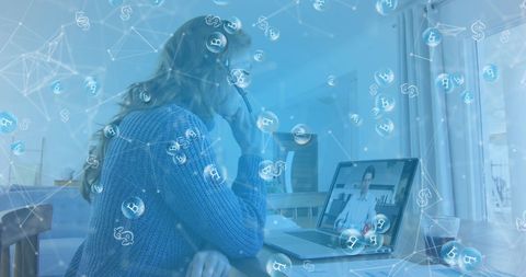 Businesswoman Engaged in Cryptocurrency Virtual Meeting