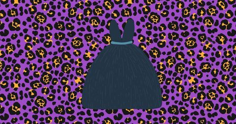 Stylish leopard print dress with bold purple background