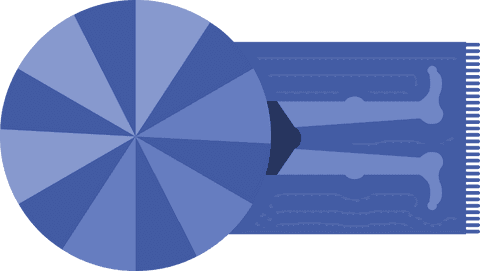 Transparent Vector Art of Man Relaxing on Beach with Blue Umbrella