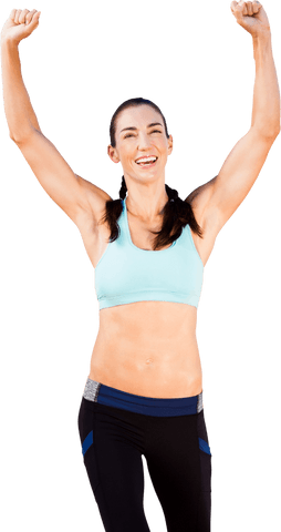 Happy Caucasian Woman Celebrating Fitness Success Transparent Background - Download Free Stock Videos Pikwizard.com