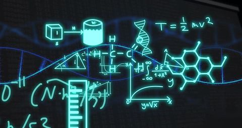 Digital DNA Strand with Scientific Equations Display - Download Free Stock Images Pikwizard.com