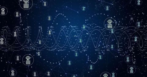 Network of Connections with Robot Icons on Digital Background - Download Free Stock Images Pikwizard.com