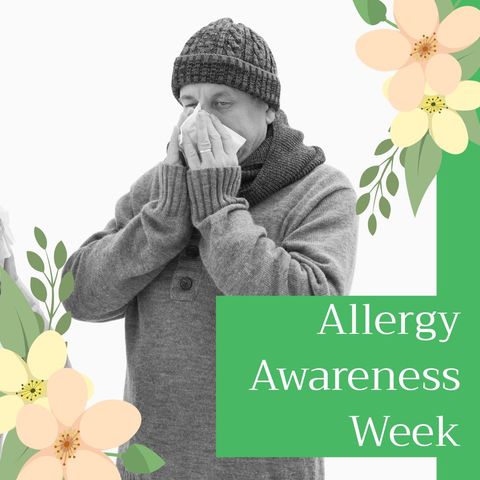 allergy awareness week concept with man sneezing - Download Free Stock Templates Pikwizard.com