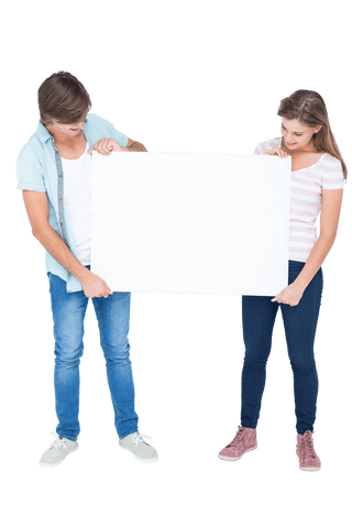 Transparent Hipster Couple Holding Blank Poster - Download Free Stock Videos Pikwizard.com