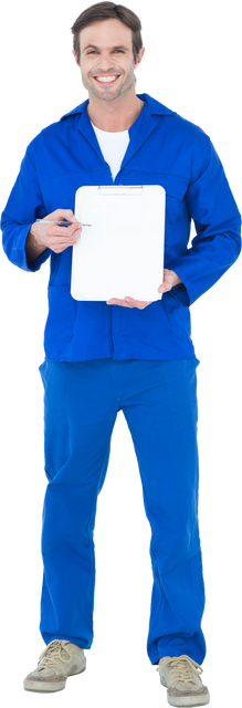 Transparent Confident Mechanic Holding Blank Clipboard - Download Free Stock Videos Pikwizard.com