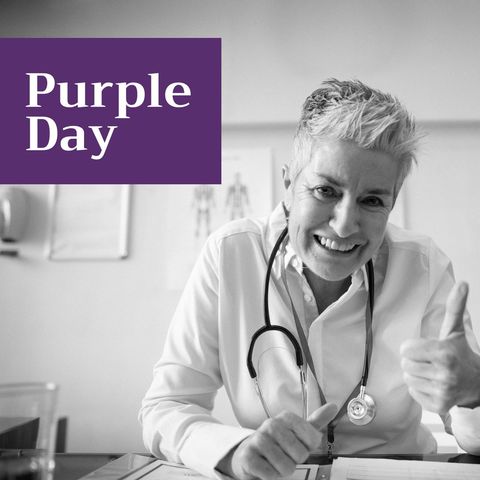 Doctor Celebrating Purple Day with Enthusiasm and Smiles