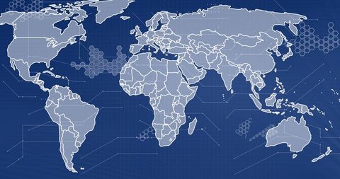World Map Featuring Hexagonal Patterns and Global Network Connections - Download Free Stock Images Pikwizard.com