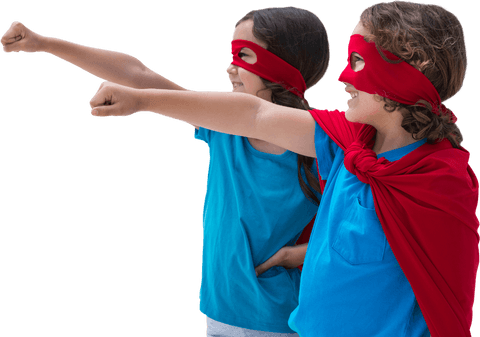 Transparent Background of Kids Wearing Superhero Costumes
