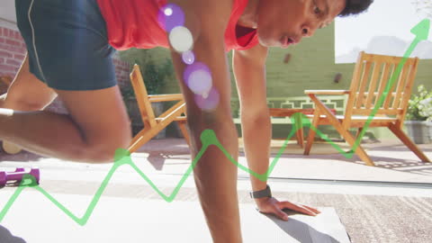 Ascending Graph Animation Over Exercising African American Man