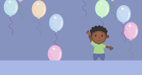 Happy Boy Among Balloons Celebrating Children's Day - Download Free Stock Images Pikwizard.com