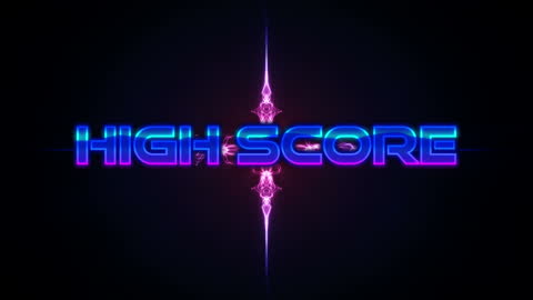 Retro Neon High Score Glowing on Dark Background
