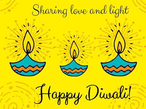 Vibrant diwali celebration card with decorative diyas