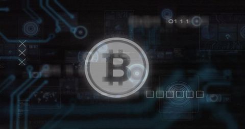Bitcoin Blockchain Interface With Futuristic Digital Elements