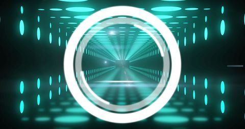 Futuristic Neon Tunnel with Digital Interface Concept - Download Free Stock Images Pikwizard.com