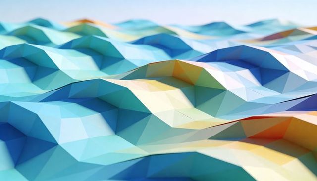 Low-Poly Turquoise Wave Terrain Geometric Triangles Tessellated Abstract Gradient Lighting
