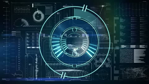 Futuristic Digital Interface with Data Processing Circle