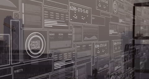 Digital Interface Analytics Captured over Modern City Skyline