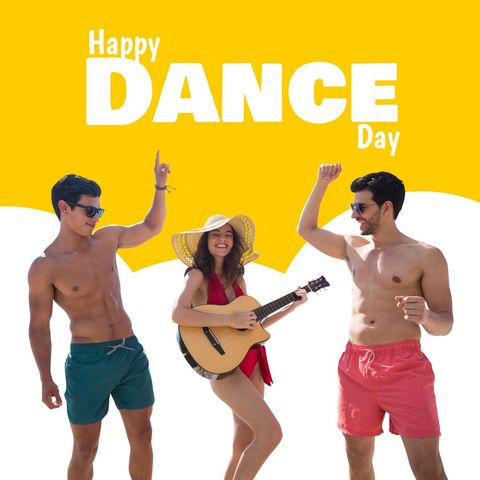 joyful friends dancing with guitar for dance day celebration - Download Free Stock Templates Pikwizard.com