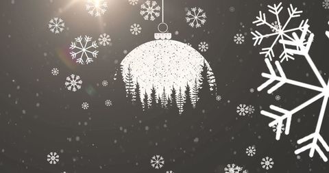 Festive Snowfall with Hanging Christmas Bauble Ornament