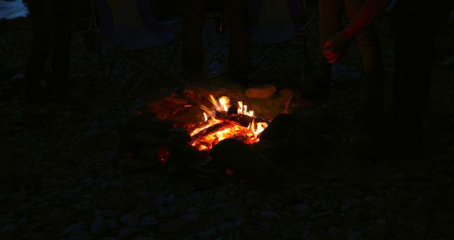 Cozy Evening Campfire with Glowing Flames - Download Free Stock Images Pikwizard.com